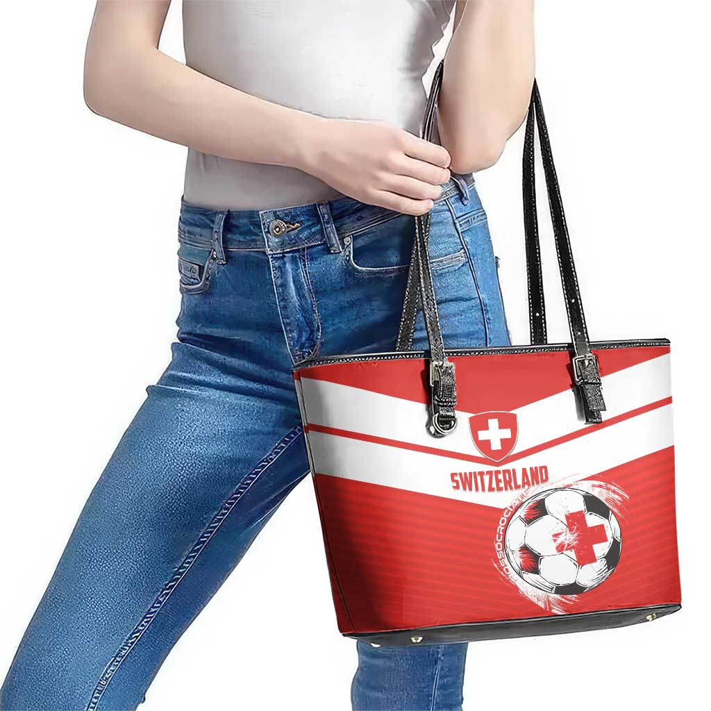 Switzerland 2024 Football Leather Tote Bag Rossocrociati Go Champions LT01