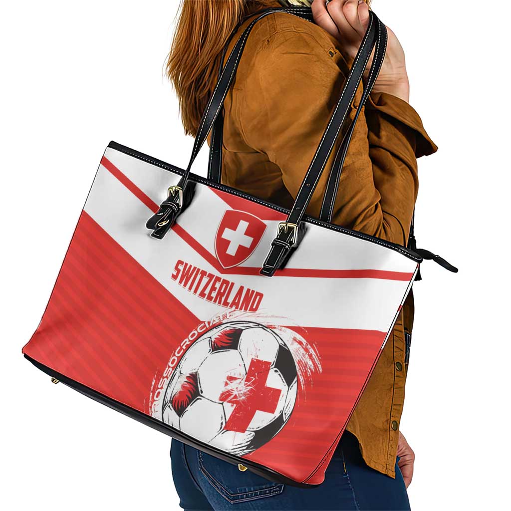 Switzerland 2024 Football Leather Tote Bag Rossocrociati Go Champions LT01