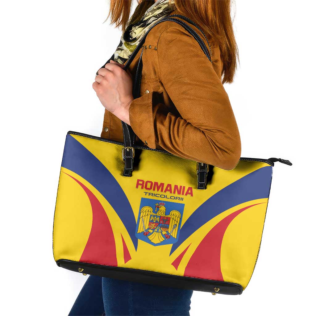 Romania 2024 Football Leather Tote Bag Come On Tricolorii LT01