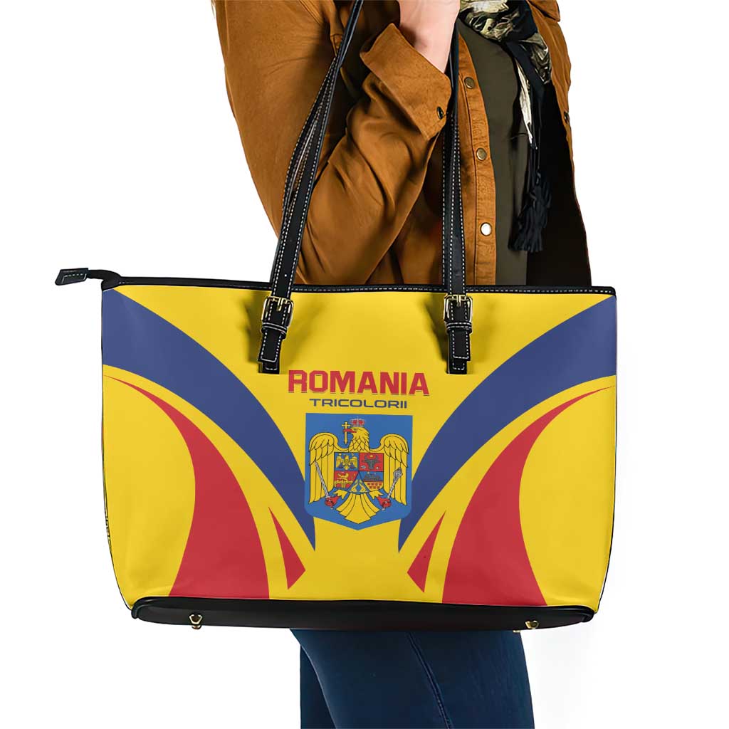 Romania 2024 Football Leather Tote Bag Come On Tricolorii LT01