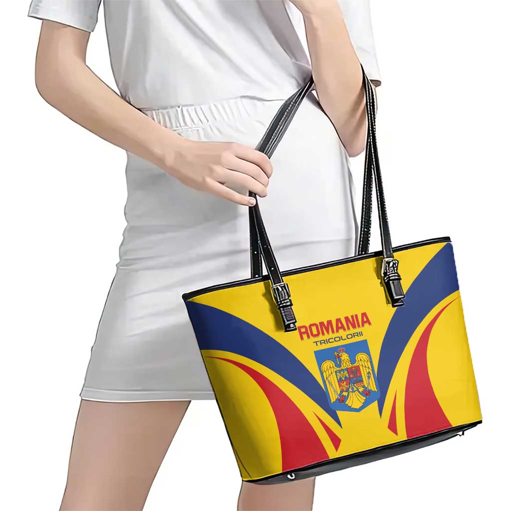 Romania 2024 Football Leather Tote Bag Come On Tricolorii LT01