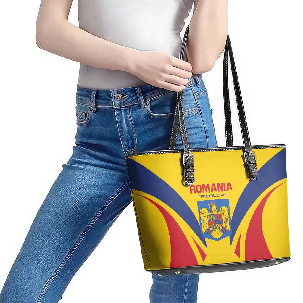Romania 2024 Football Leather Tote Bag Come On Tricolorii LT01