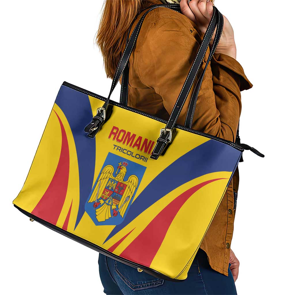 Romania 2024 Football Leather Tote Bag Come On Tricolorii LT01