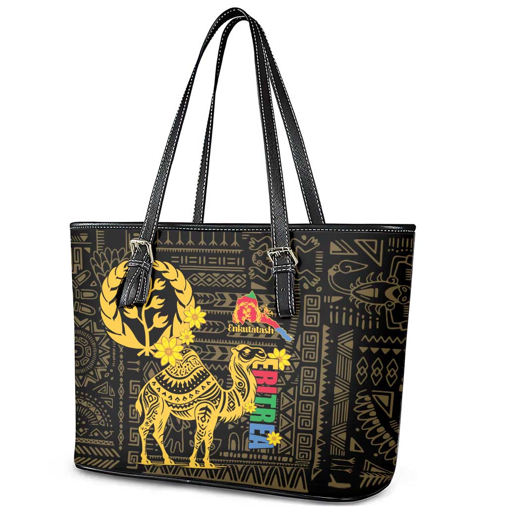 Enkutatash Eritrea New Year Leather Tote Bag Eritrean Camel African Pattern LT01