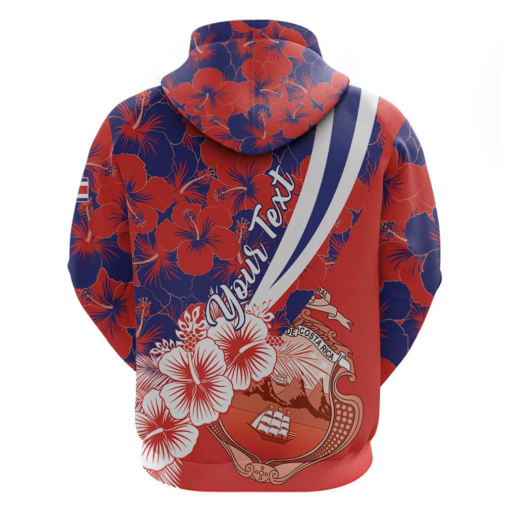 Costa Rica Hoodie Coat of Arms Hibiscus Pattern LT01
