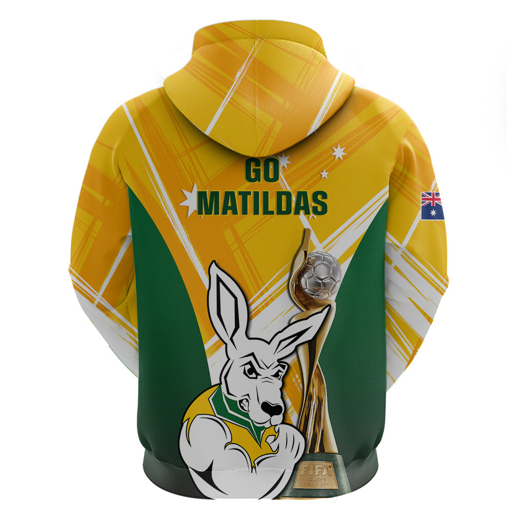 Australia Soccer Hoodie Matildas Kangaroo With World Cup Trophy 2023 Yellow Version LT01