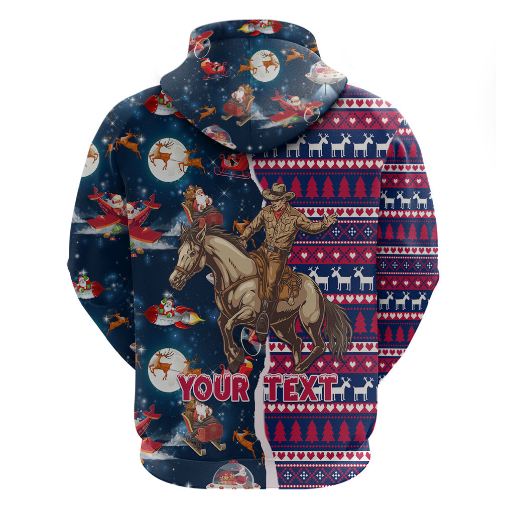 Custom Texas Christmas Hoodie Cowboy With Santa Claus In Space LT01