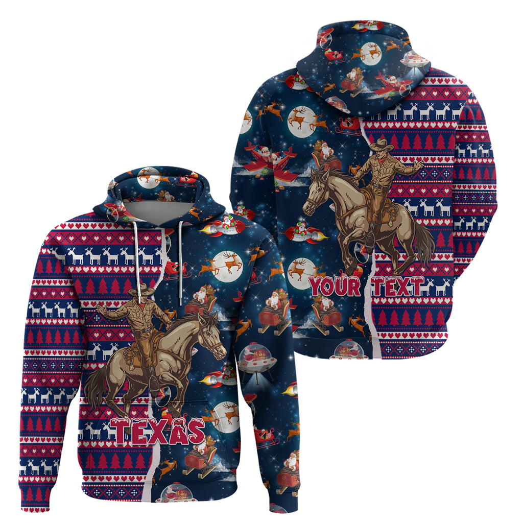 Custom Texas Christmas Hoodie Cowboy With Santa Claus In Space LT01