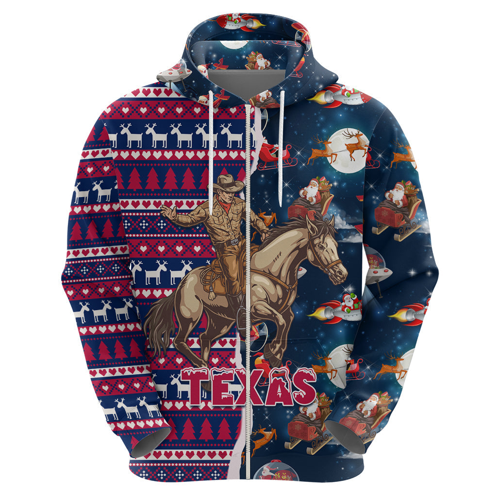 Custom Texas Christmas Hoodie Cowboy With Santa Claus In Space LT01