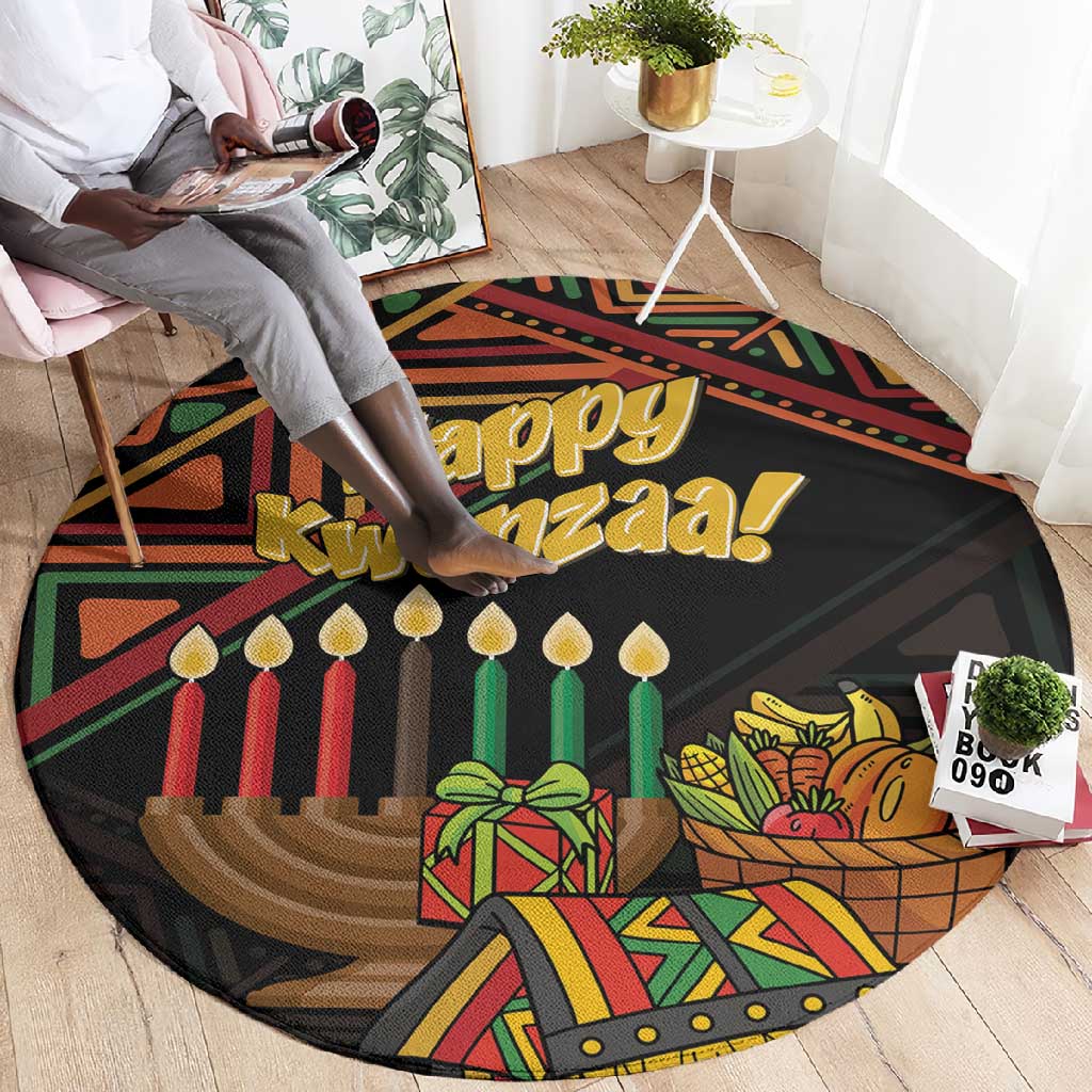 African Happy Kwanzaa Round Carpet LT01