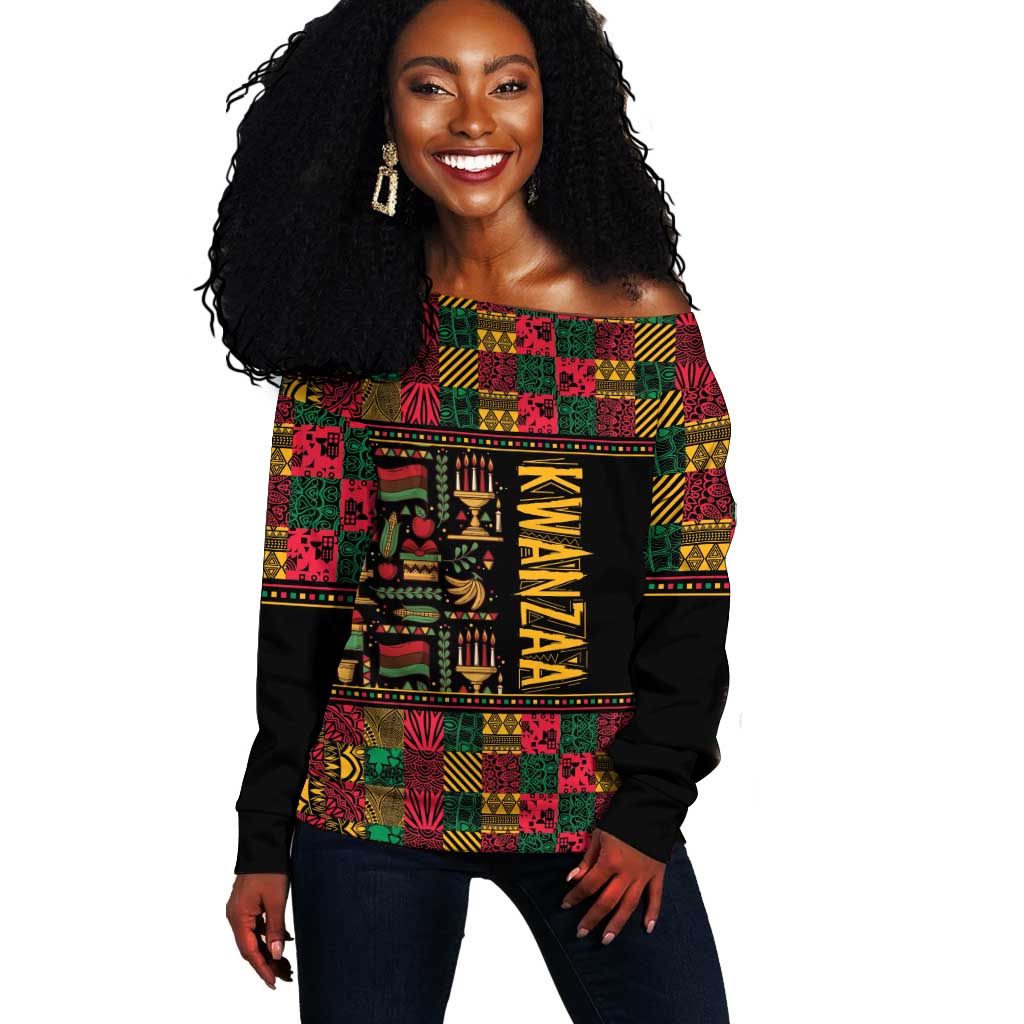 Kwanzaa African Pattern Off Shoulder Sweater LT01
