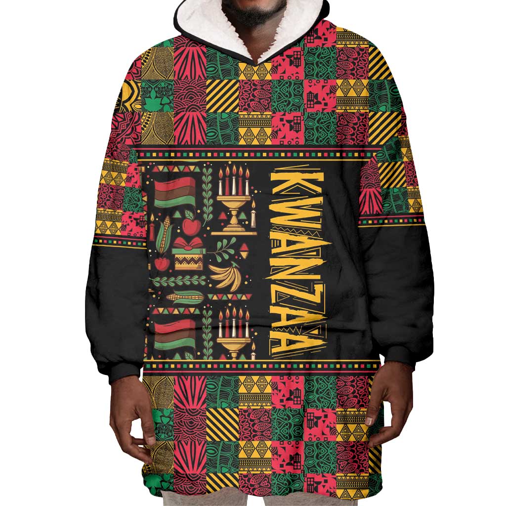 Kwanzaa African Pattern Wearable Blanket Hoodie LT01