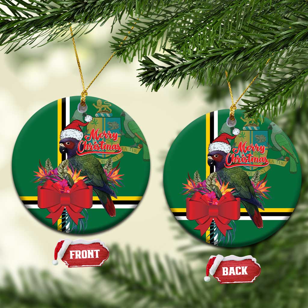 Dominica Christmas Coquette Bow Ceramic Ornament Sisserou Parrot Tropical Flower LT01