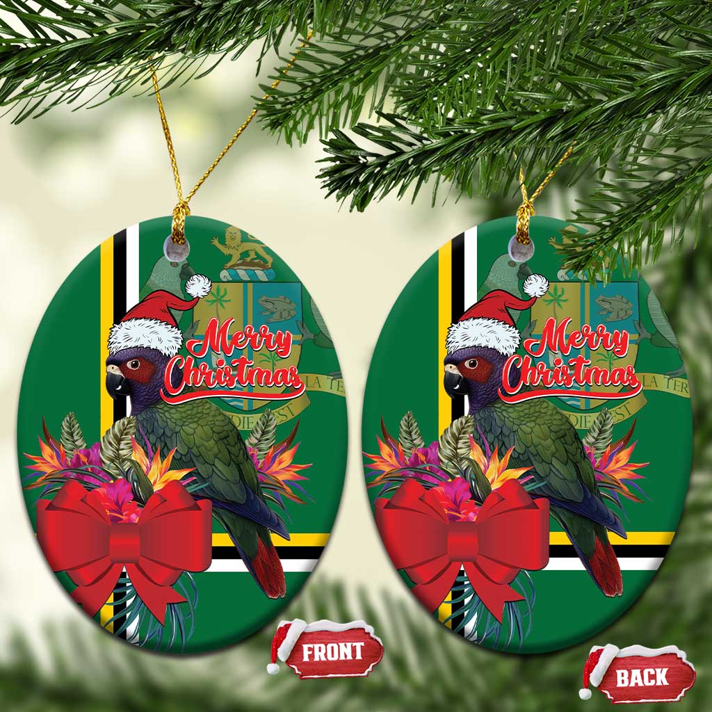 Dominica Christmas Coquette Bow Ceramic Ornament Sisserou Parrot Tropical Flower LT01