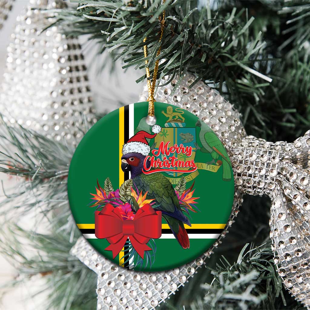 Dominica Christmas Coquette Bow Ceramic Ornament Sisserou Parrot Tropical Flower LT01