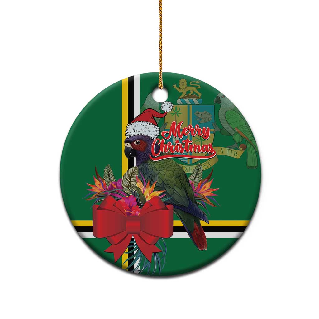 Dominica Christmas Coquette Bow Ceramic Ornament Sisserou Parrot Tropical Flower LT01