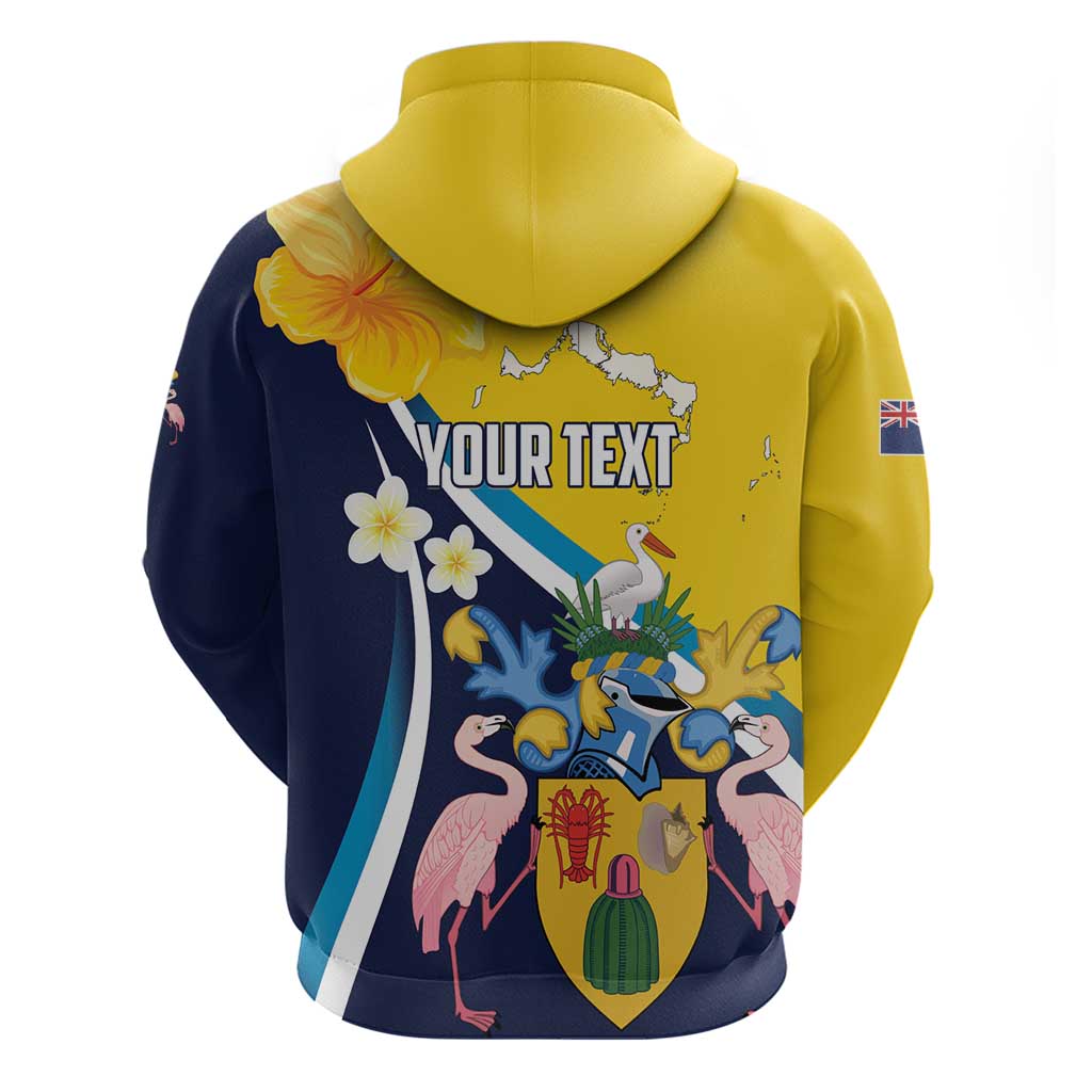 Personalised Turks and Caicos Islands Hoodie Coat Of Arms Tropical Flowers LT01