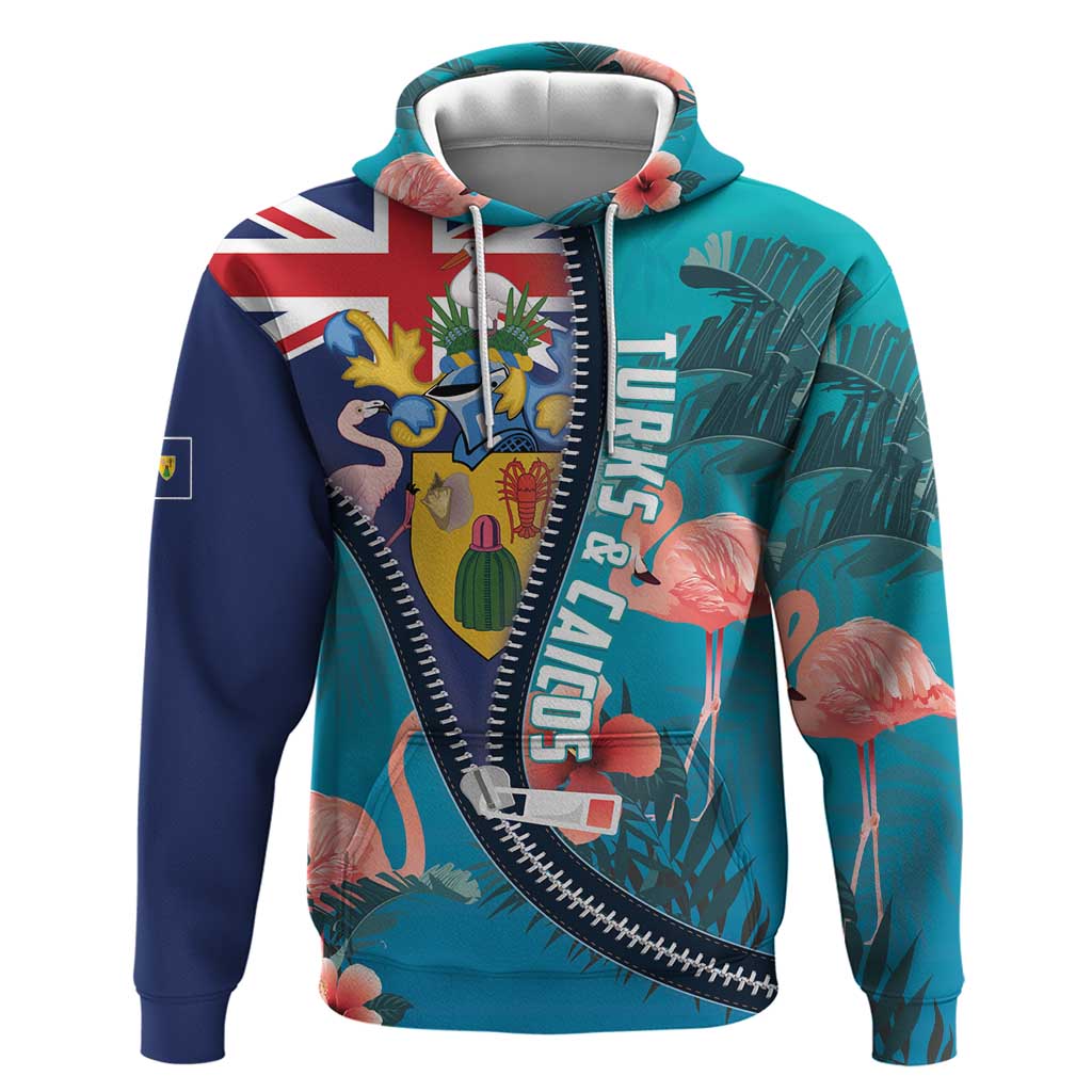 Turks and Caicos Islands Flamingo Hoodie Zipper Stylized LT01