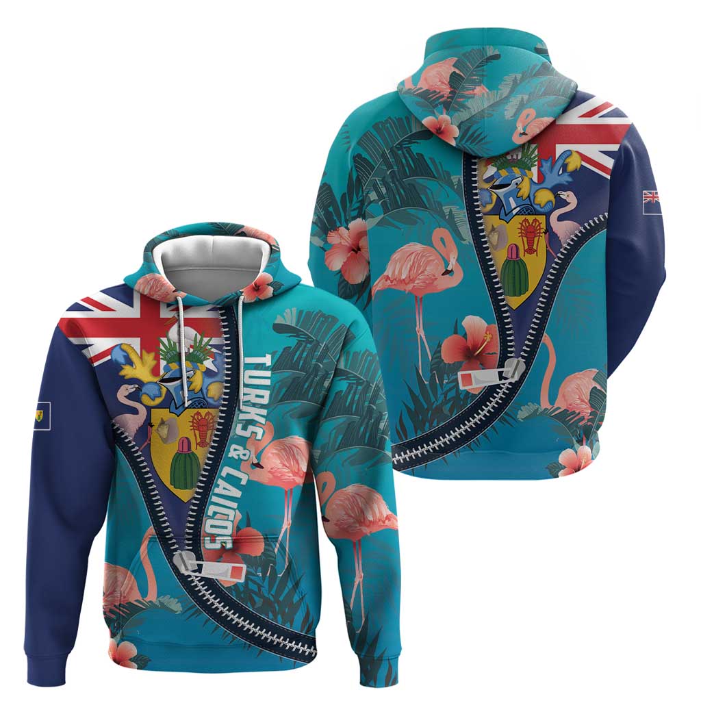 Turks and Caicos Islands Flamingo Hoodie Zipper Stylized LT01