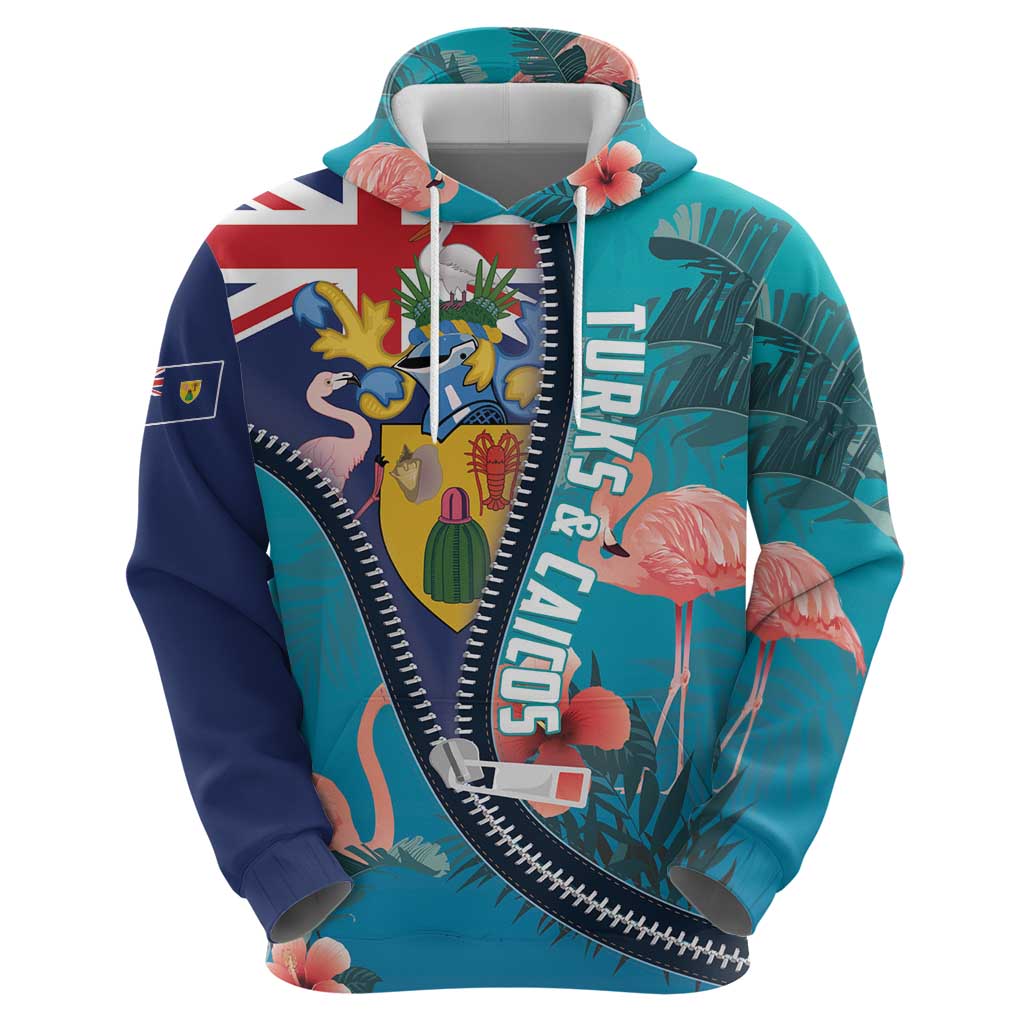 Turks and Caicos Islands Flamingo Hoodie Zipper Stylized LT01
