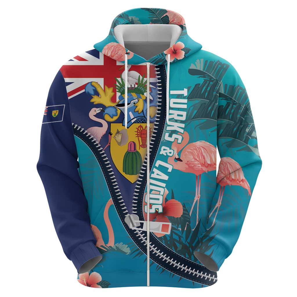 Turks and Caicos Islands Flamingo Hoodie Zipper Stylized LT01
