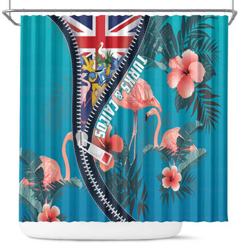 Turks and Caicos Islands Flamingo Shower Curtain Zipper Stylized LT01