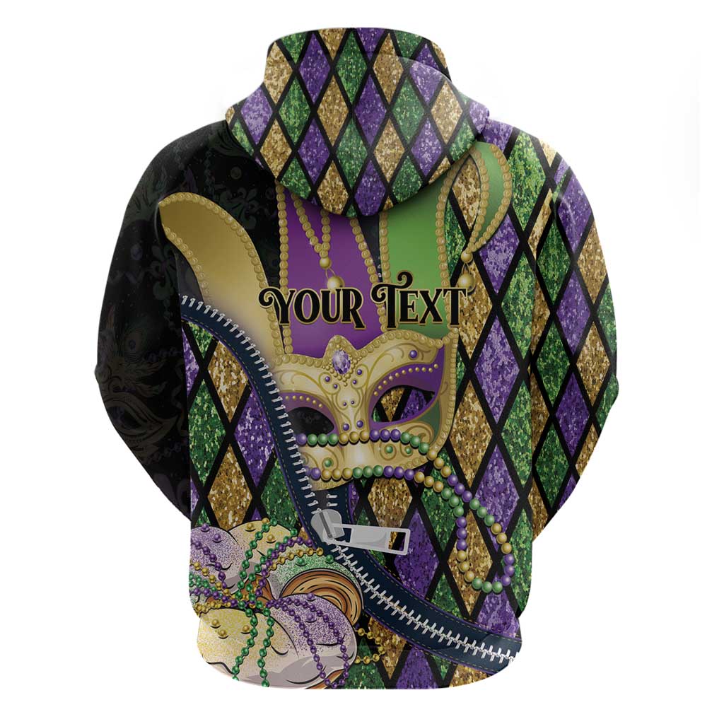 Personalized Mardi Gras Alligator Hoodie Colorful Zipper Stylized LT01