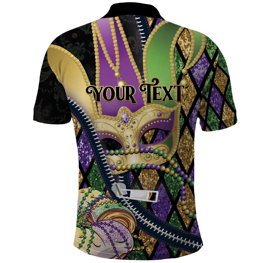 Personalized Mardi Gras Alligator Polo Shirt Colorful Zipper Stylized LT01