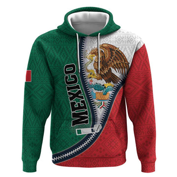 Personalized Mexico Flag Day Hoodie Mexican Coat Of Arms Zipper Stylized LT01