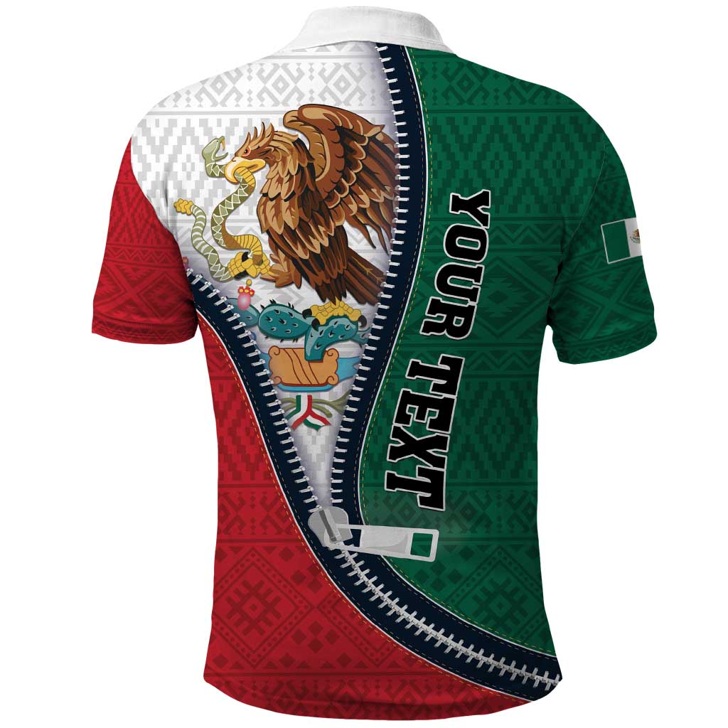 Personalized Mexico Flag Day Polo Shirt Mexican Coat Of Arms Zipper Stylized LT01