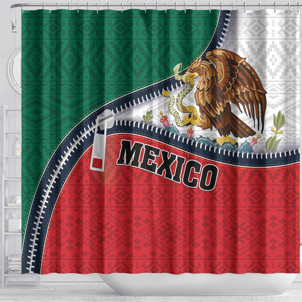 Mexico Flag Day Shower Curtain Mexican Coat Of Arms Zipper Stylized LT01