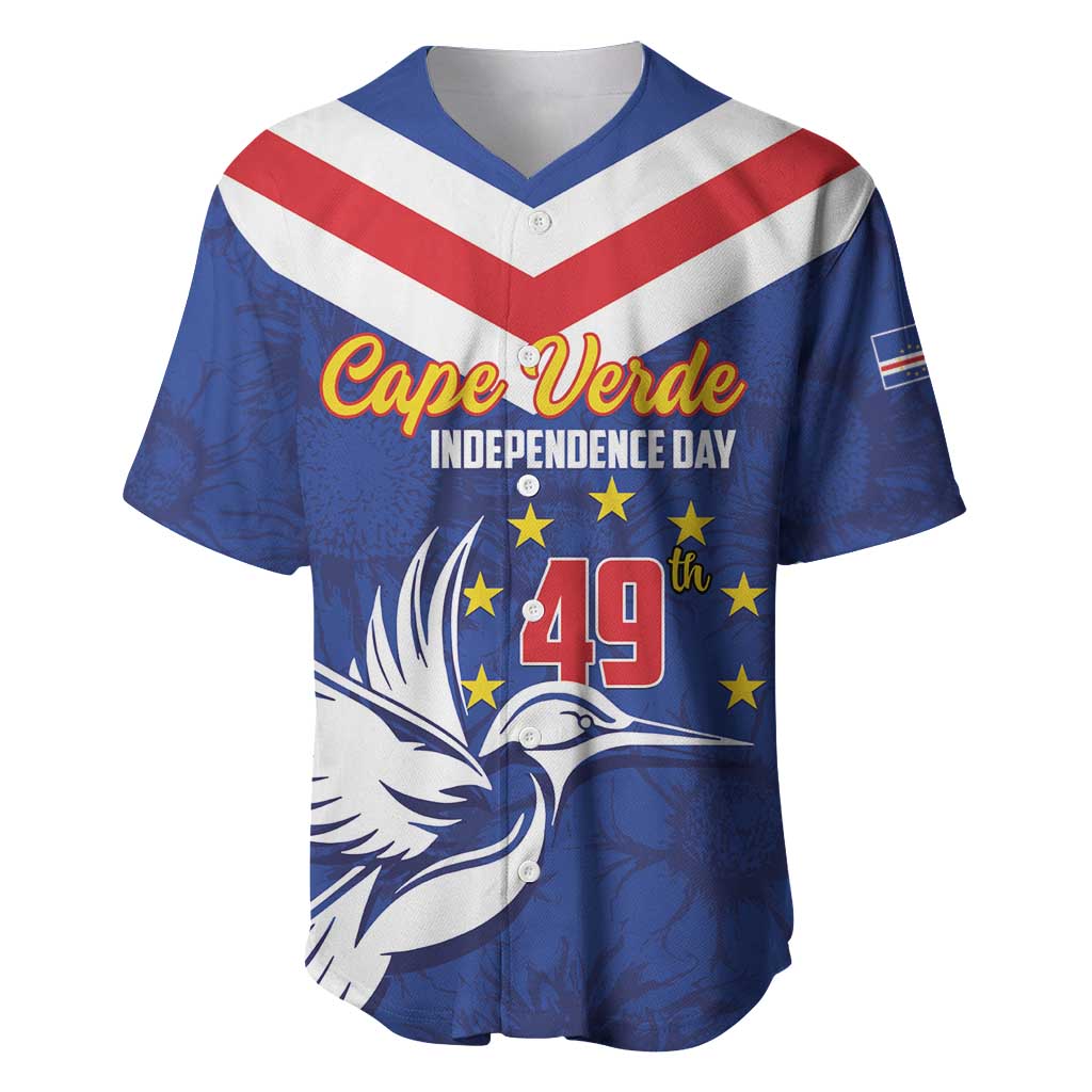 Cape Verde Independence Day Baseball Jersey Gerbera Daisy Pattern LT01