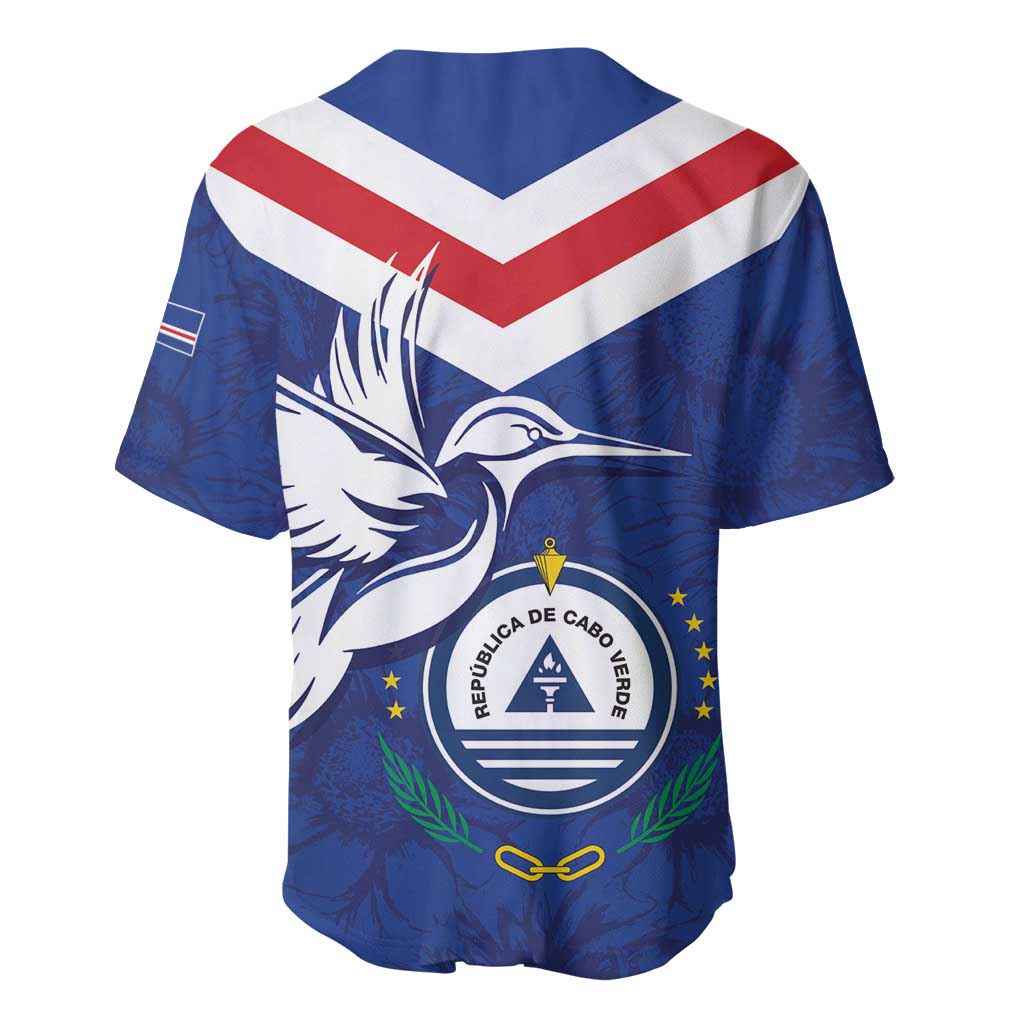 Cape Verde Independence Day Baseball Jersey Gerbera Daisy Pattern LT01