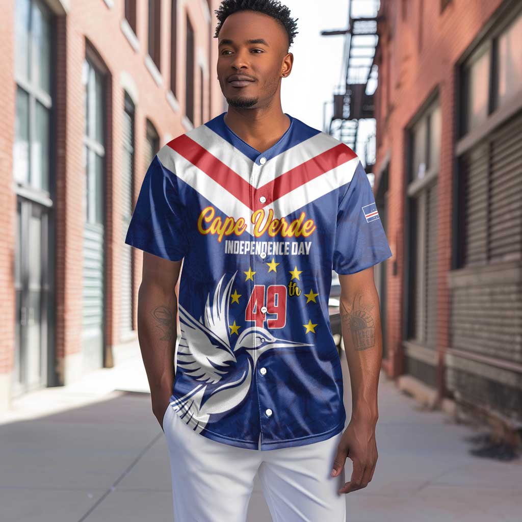 Cape Verde Independence Day Baseball Jersey Gerbera Daisy Pattern LT01