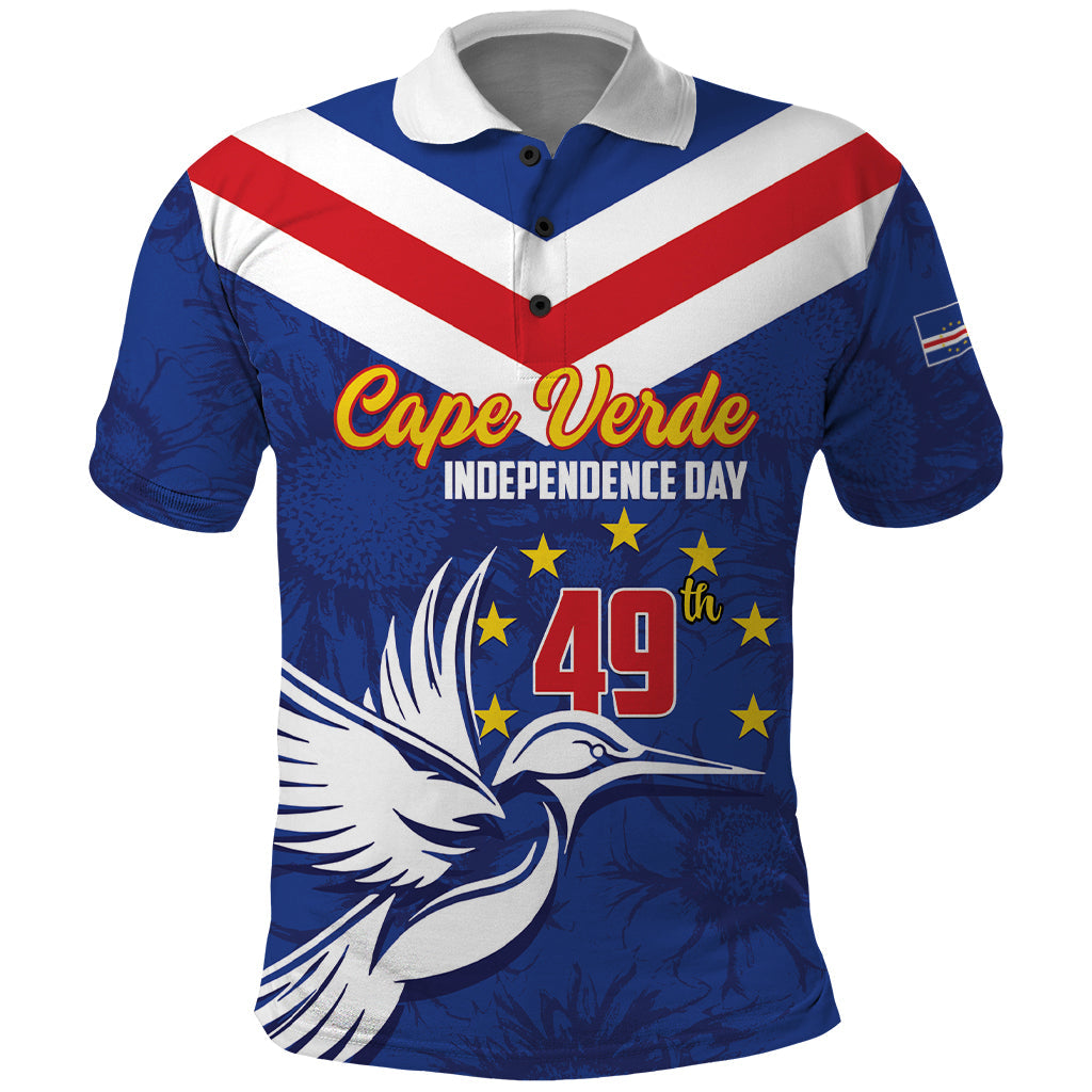 Cape Verde Independence Day Polo Shirt Gerbera Daisy Pattern LT01