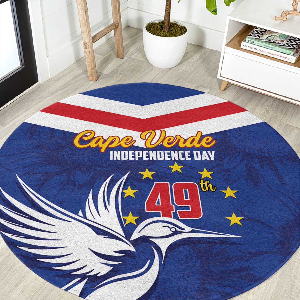 Cape Verde Independence Day Round Carpet Gerbera Daisy Pattern LT01
