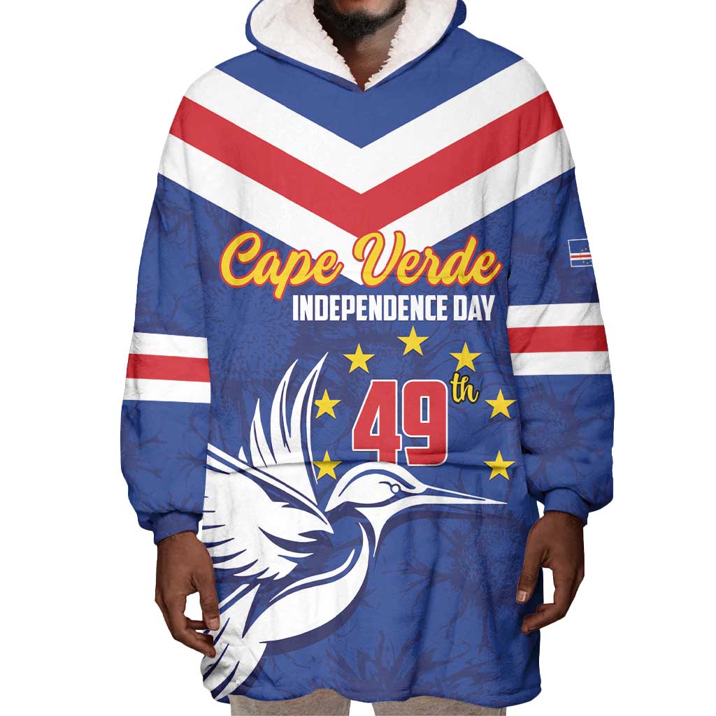 Cape Verde Independence Day Wearable Blanket Hoodie Gerbera Daisy Pattern LT01