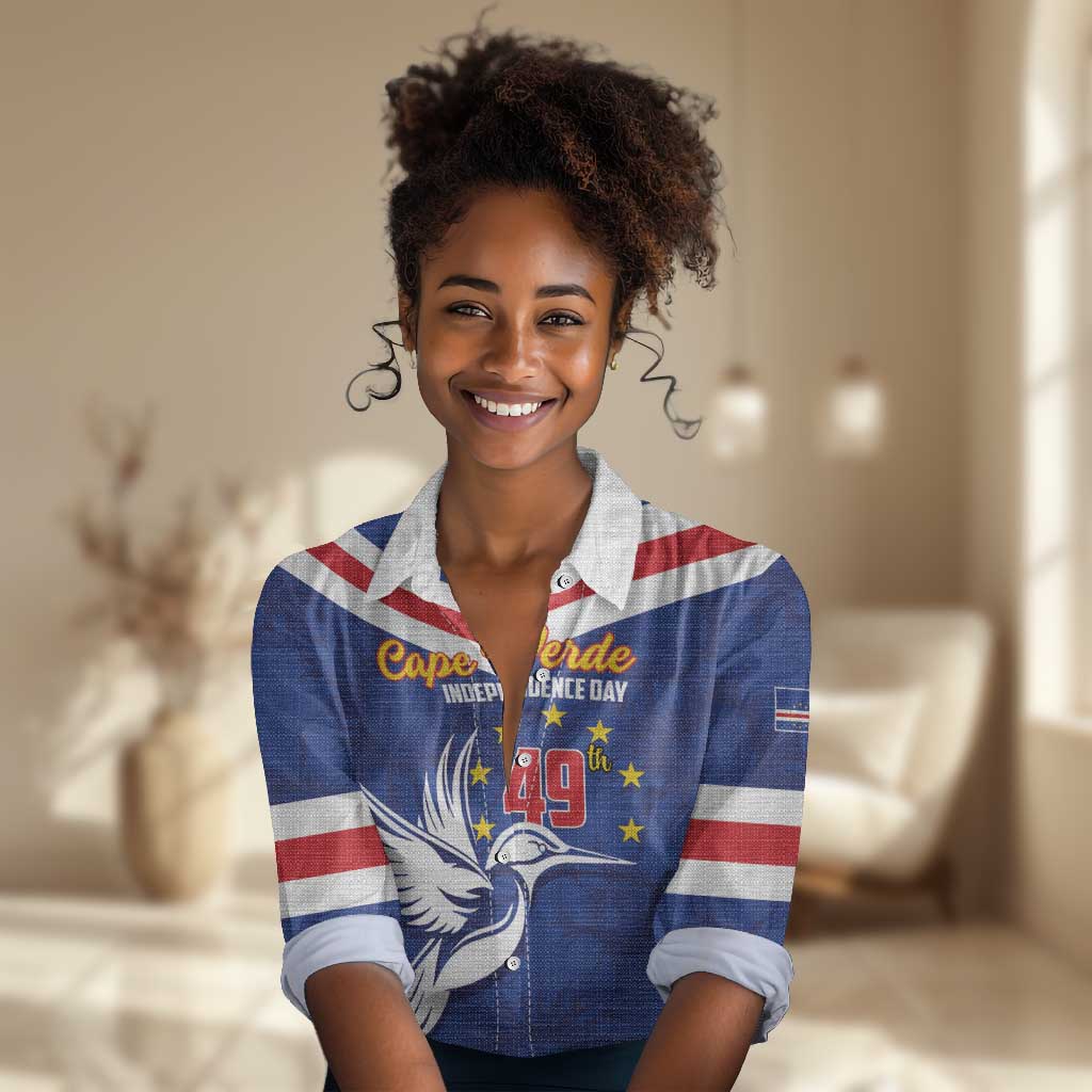 Cape Verde Independence Day Women Casual Shirt Gerbera Daisy Pattern LT01