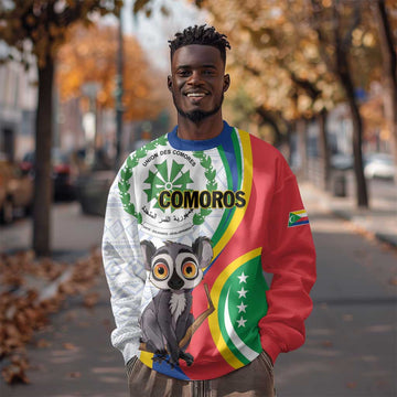 Comoros Sweatshirt 1975 Komori Mongoose Lemur African Pattern LT01