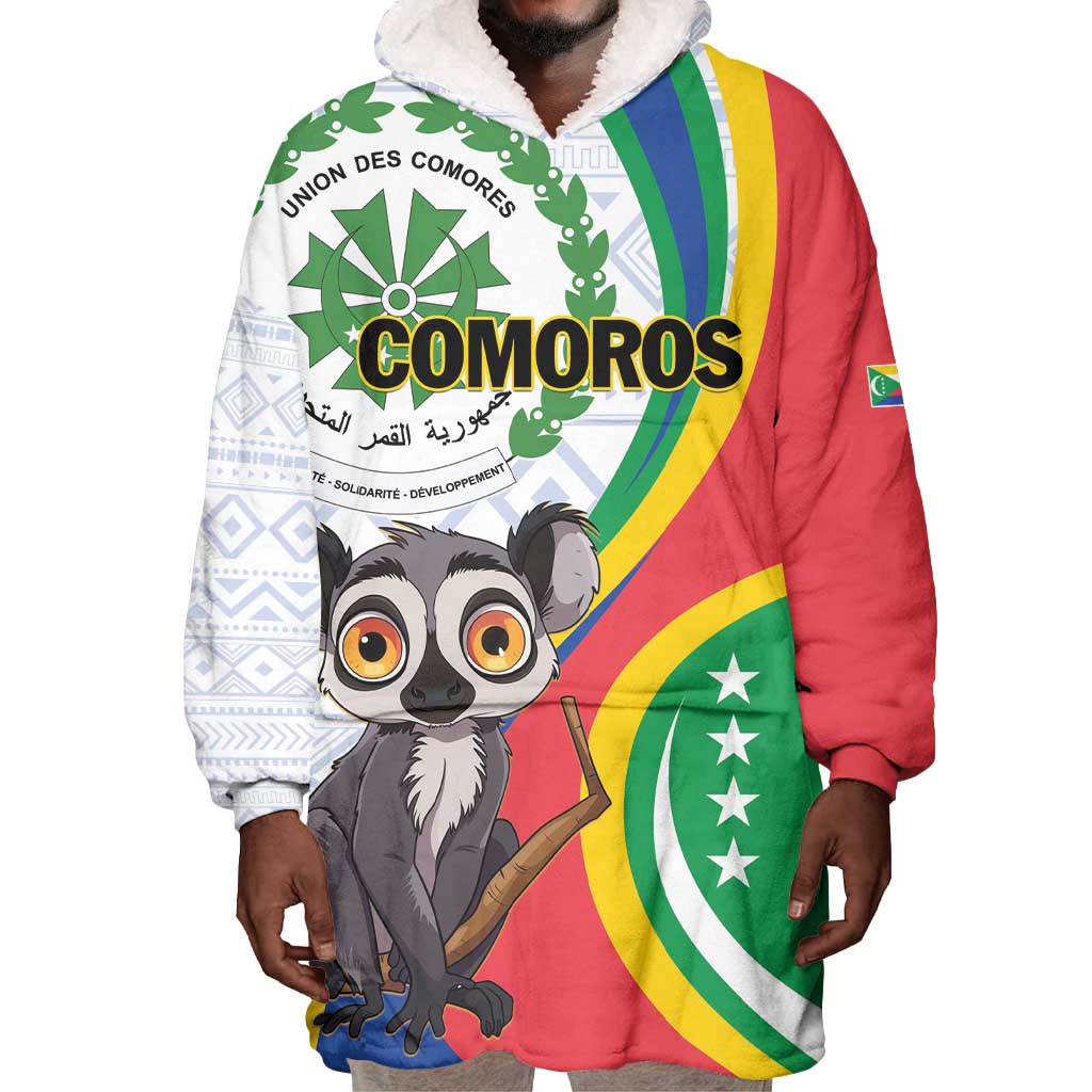 Comoros Wearable Blanket Hoodie 1975 Komori Mongoose Lemur African Pattern LT01