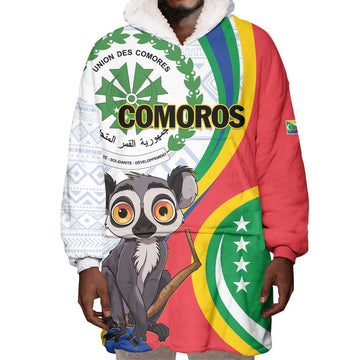 Comoros Wearable Blanket Hoodie 1975 Komori Mongoose Lemur African Pattern LT01