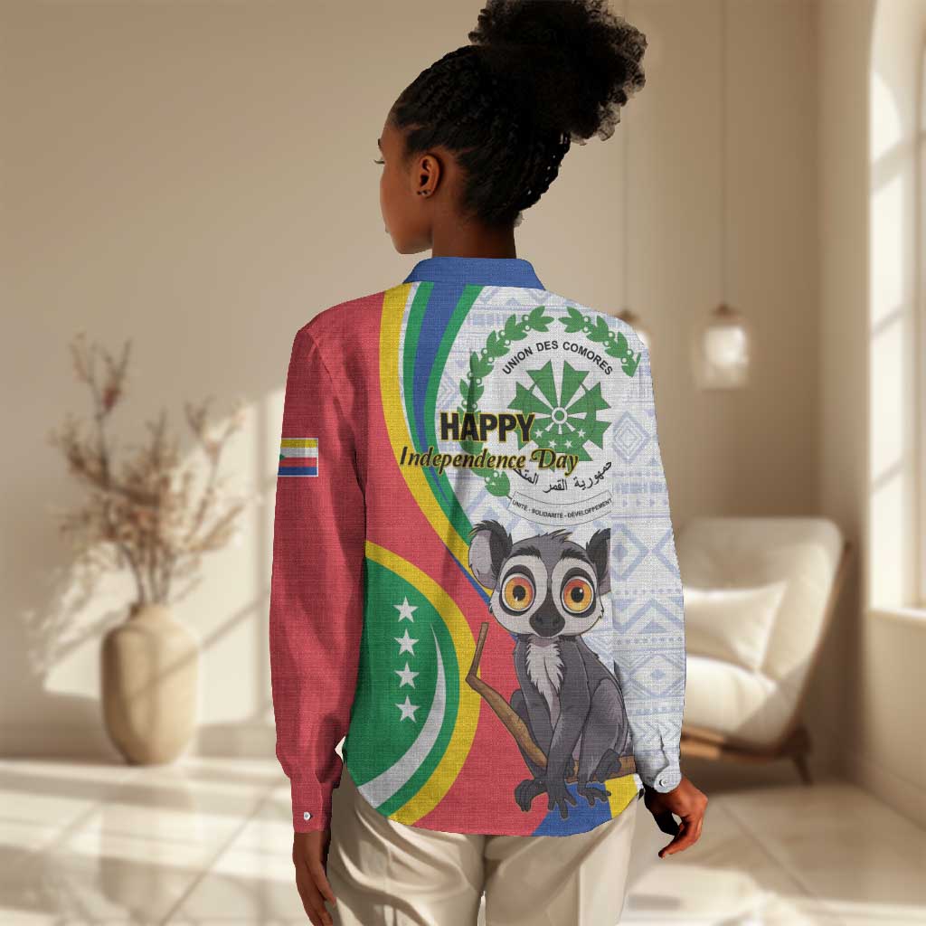 Comoros Women Casual Shirt 1975 Komori Mongoose Lemur African Pattern LT01