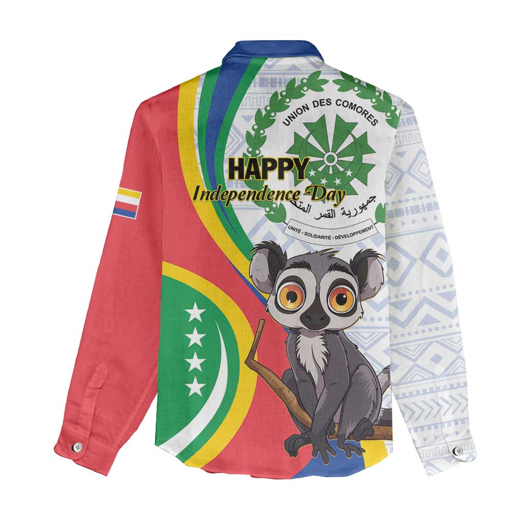 Comoros Women Casual Shirt 1975 Komori Mongoose Lemur African Pattern LT01