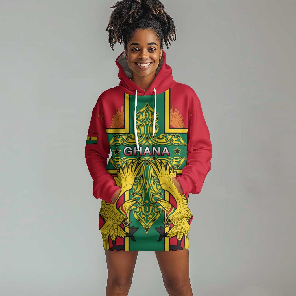 Custom Ghana Hoodie Dress with Cross of Saint George and Tawny Eagles LT01