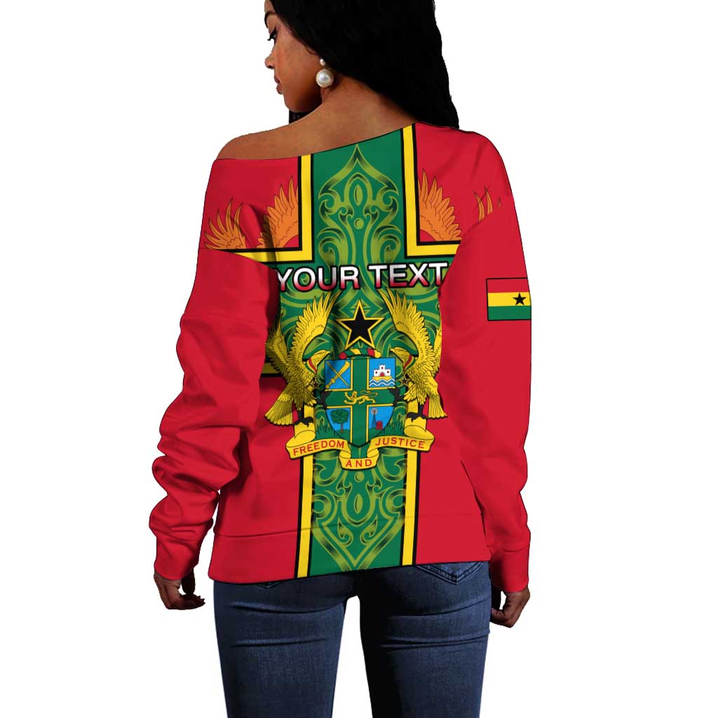 Custom Ghana Off Shoulder Sweater with Cross of Saint George and Tawny Eagles LT01