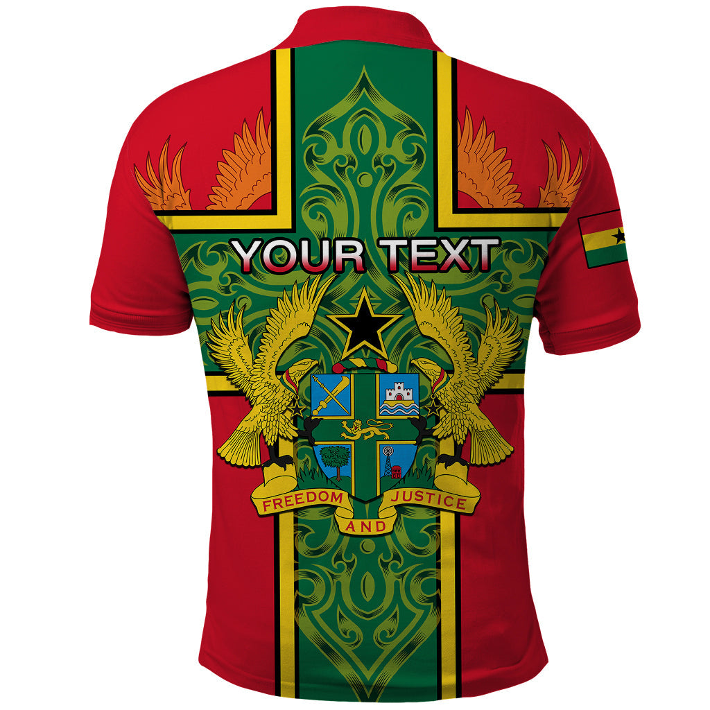 Custom Ghana Polo Shirt Ghana Cross Of Saint George With Tawny Eagles LT01
