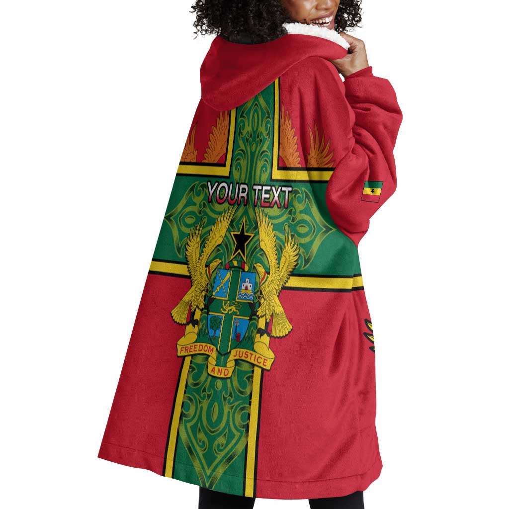 Custom Ghana Wearable Blanket Hoodie with Cross of Saint George and Tawny Eagles LT01