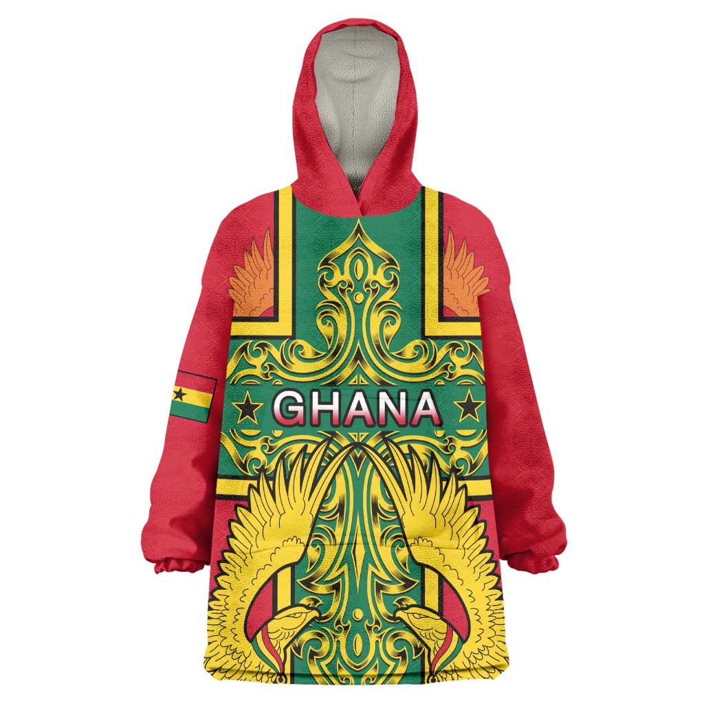 Custom Ghana Wearable Blanket Hoodie with Cross of Saint George and Tawny Eagles LT01