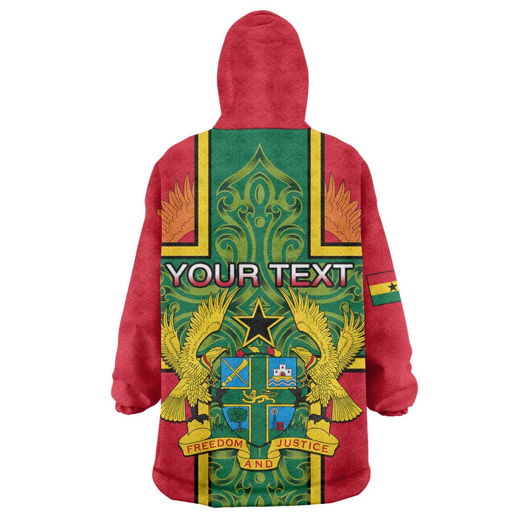 Custom Ghana Wearable Blanket Hoodie with Cross of Saint George and Tawny Eagles LT01