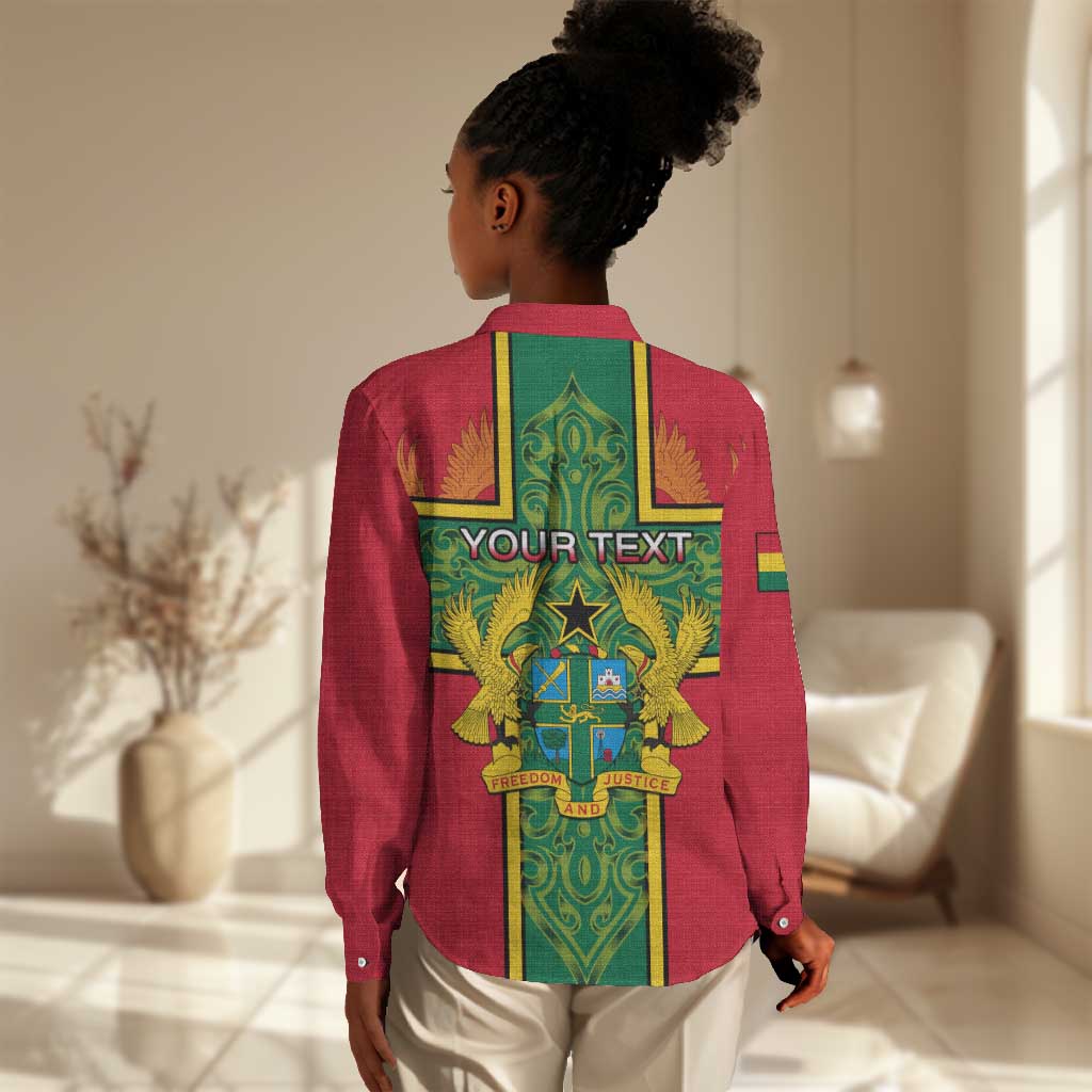 Custom Ghana Women Casual Shirt with Cross of Saint George and Tawny Eagles LT01